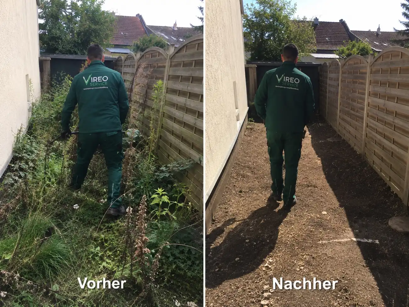 Vorher Nachher Gartenpflege durch Vireo Service