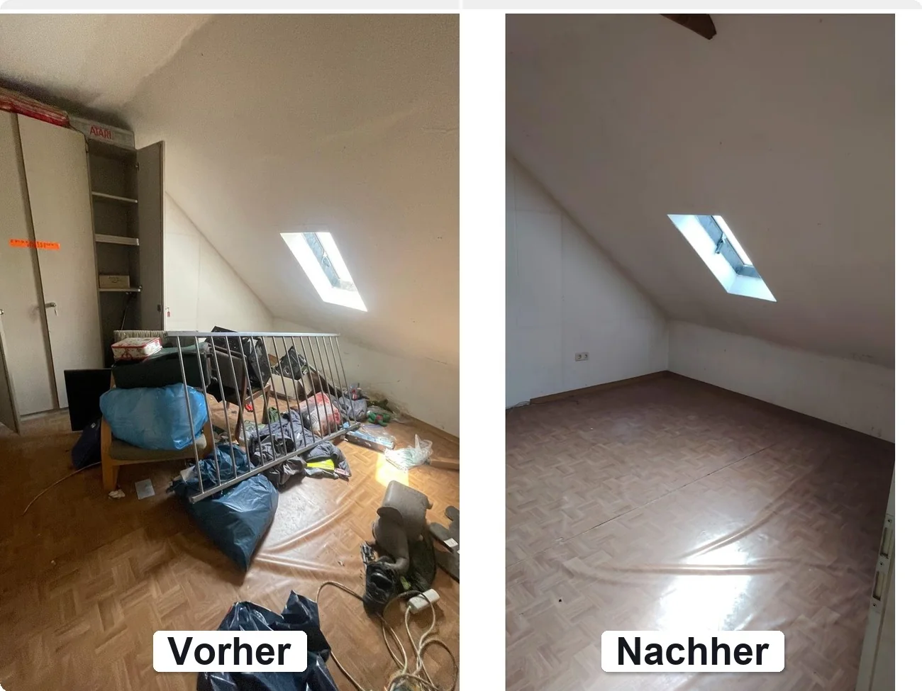 Dachbodenentrümpelung Grevenbroich vorher und nachher