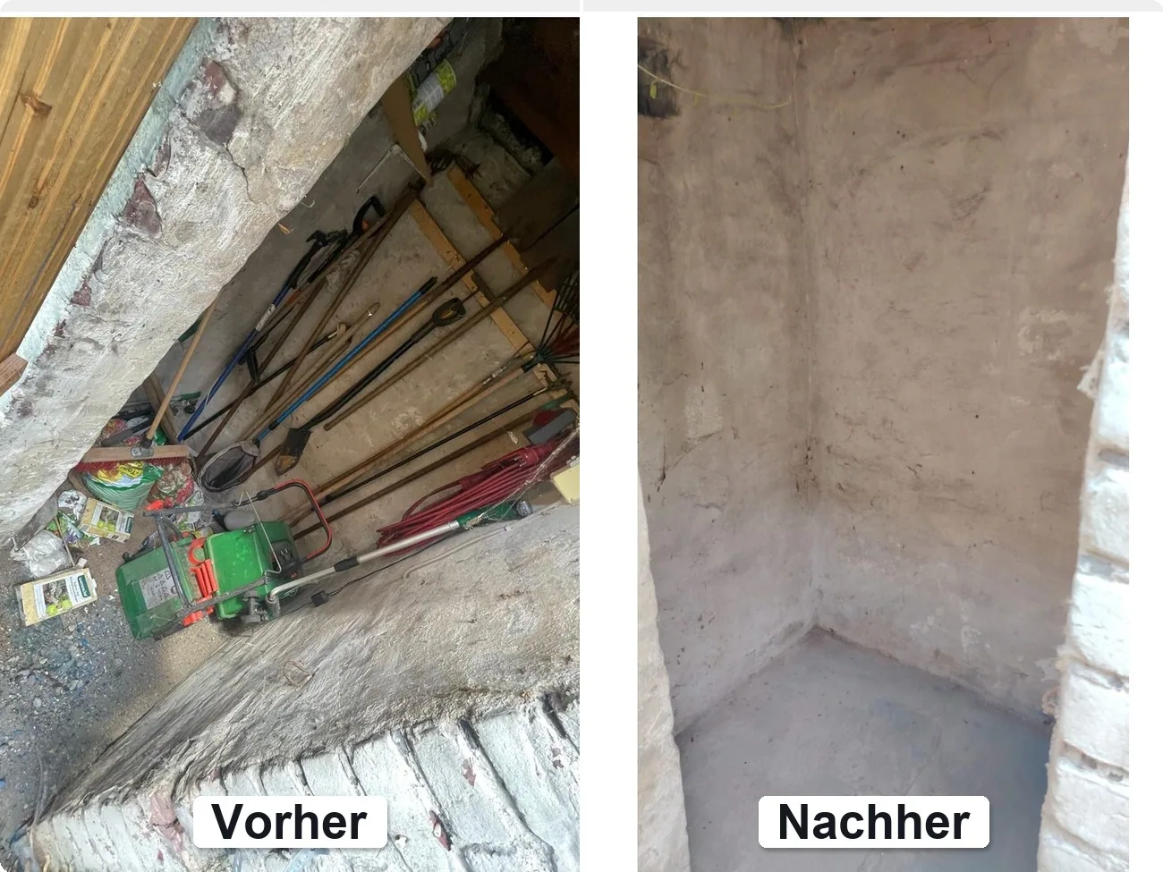 entruempelung ratingen keller vorher nachher Kleiner Keller in Ratingen vor und nach der Entrümpelung durch VIREO SERVICE