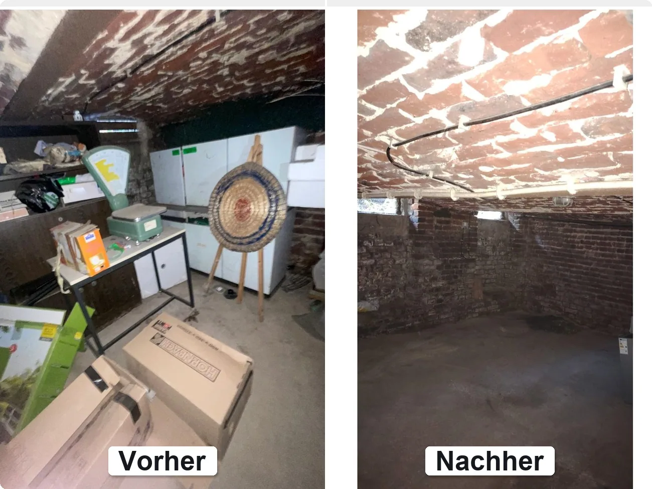 entruempelung ratingen kellerraum vorher nachher Kellerraum in Ratingen vor und nach der Entrümpelung durch VIREO SERVICE